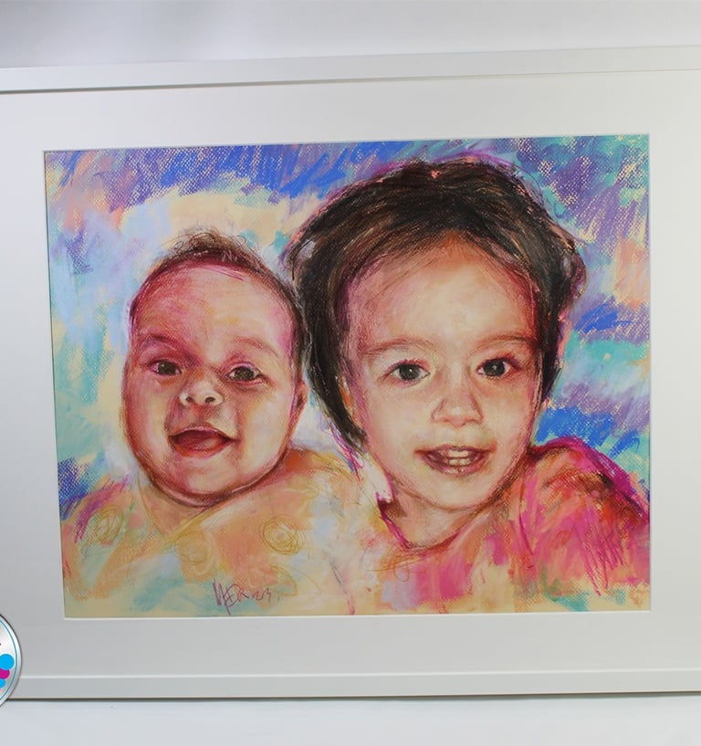 Umjetnički portret obitelji po narudžbi – pastelne boje