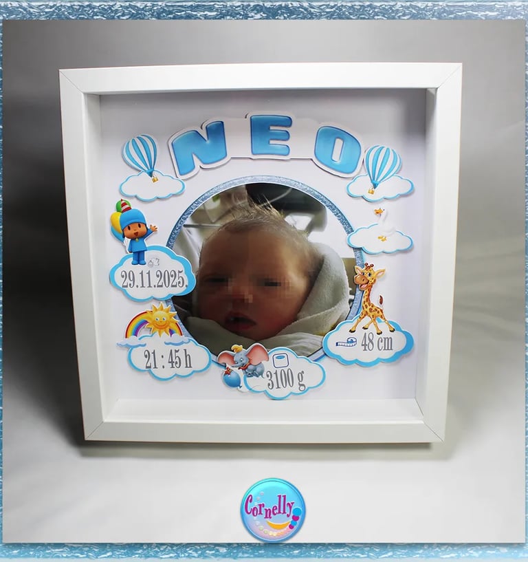 okvir za rođenje bebe s imenom i datumom