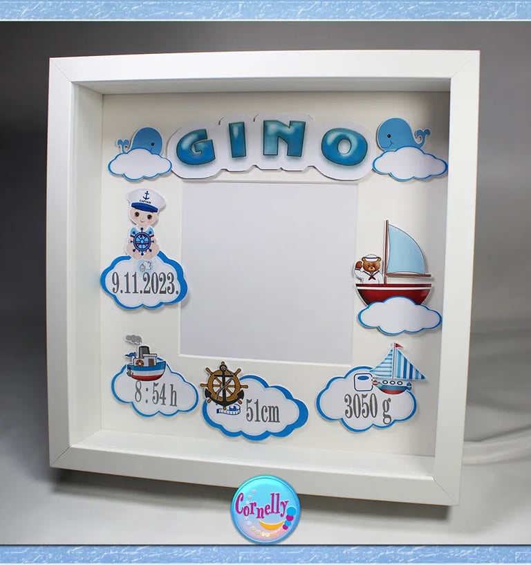 3D personalizirani okvir za rođenje bebe s podacima