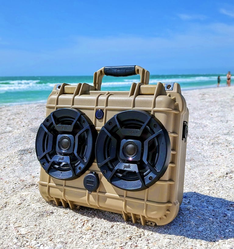 chillantix advernture boombox cranking stick figure on the beach