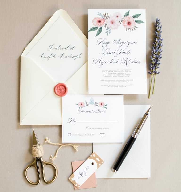 Menu et étiquette de table mariage avec détails élégants