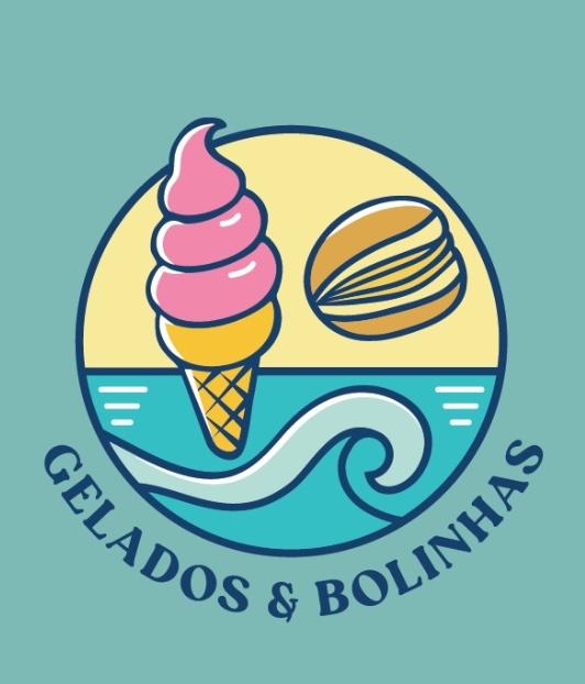a logo for a restaurant called gelados e bolinhas