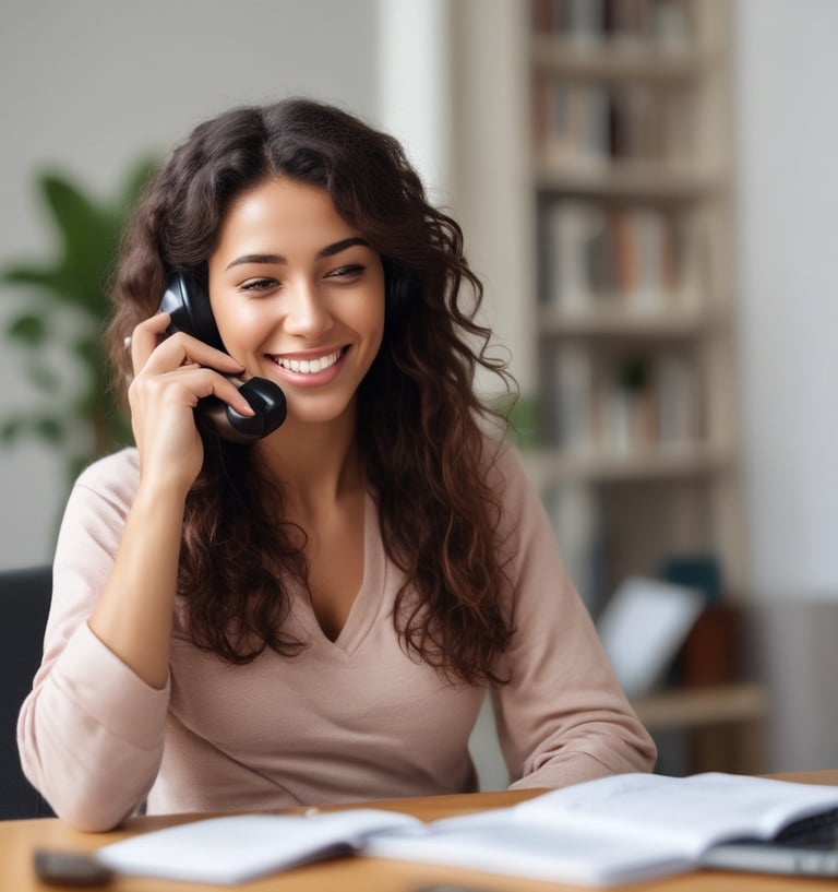 a woman talking on the phone