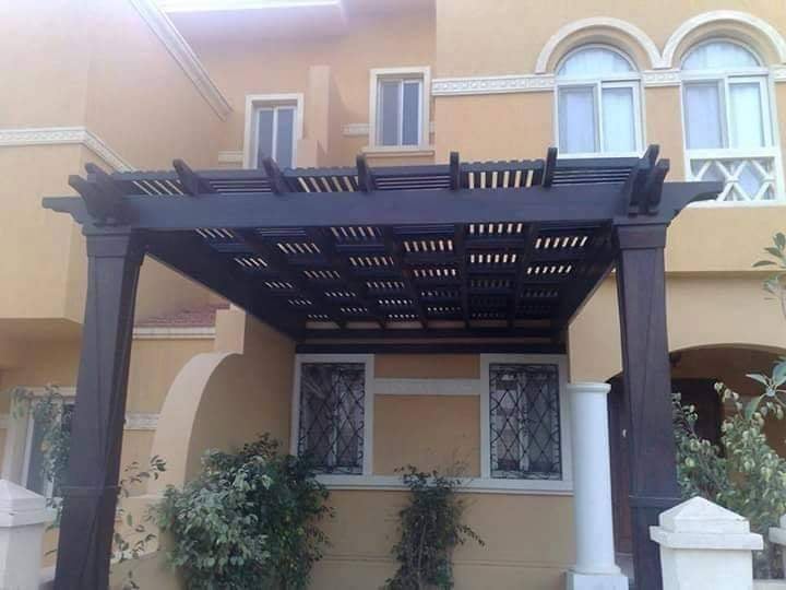 برجولات خشبيه معالجه تصميماتجلسات خارجيه وتندات خشبيه