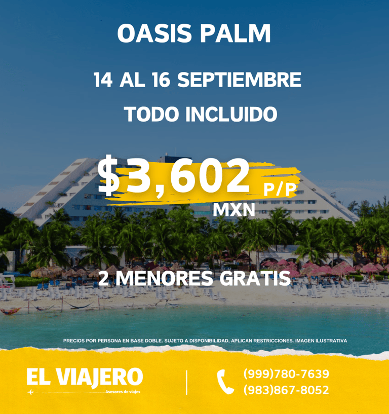 a beach with a yellow and white sign that says oasis palm