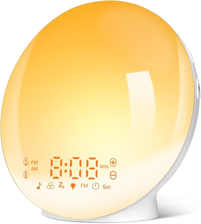 Despertador luz amanecer para mejorar el sueño y despertar natural