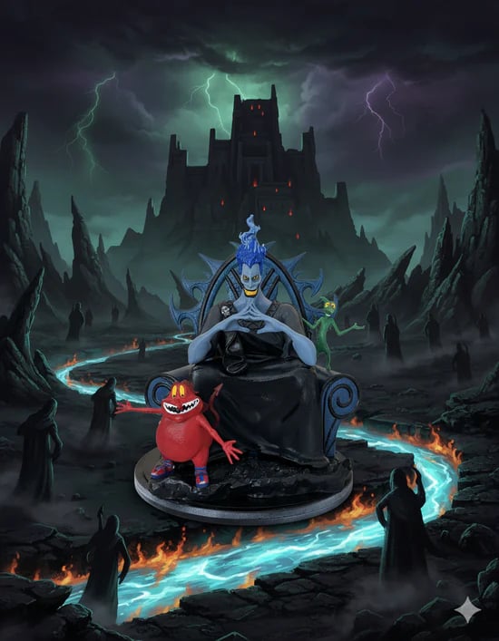 Disney's Hades- God of the underworld with Pain and panic figurine