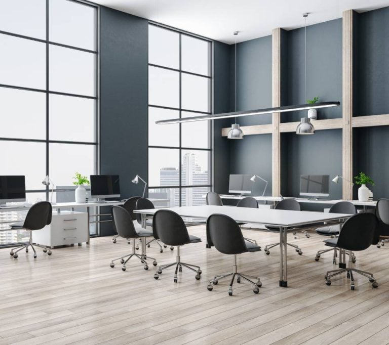 Modern office conference room with modular furniture and workstations - Amuk Modular commercial furn