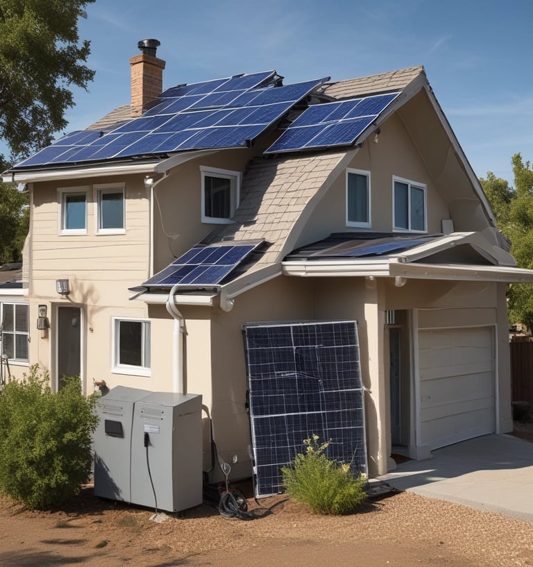 Close-up of a sleek inverter unit installed on a home wall with wiring.