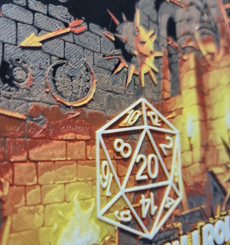 Vue zoomé d'un tableau Hueforge montrant le relief