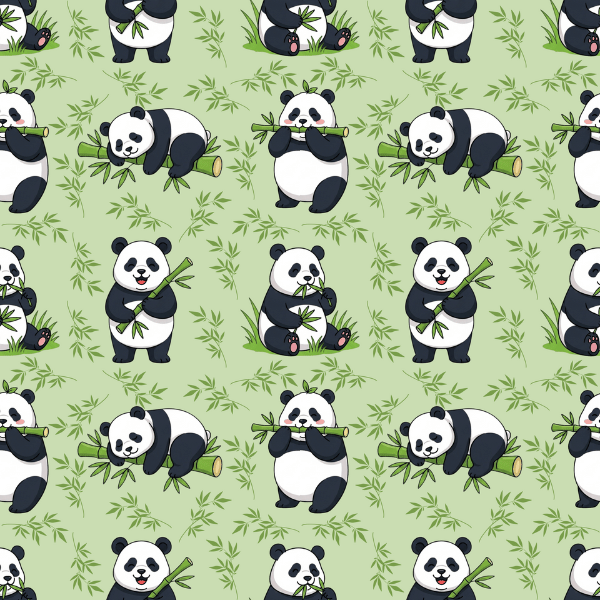 a panda bear with bamboo shoots in the air