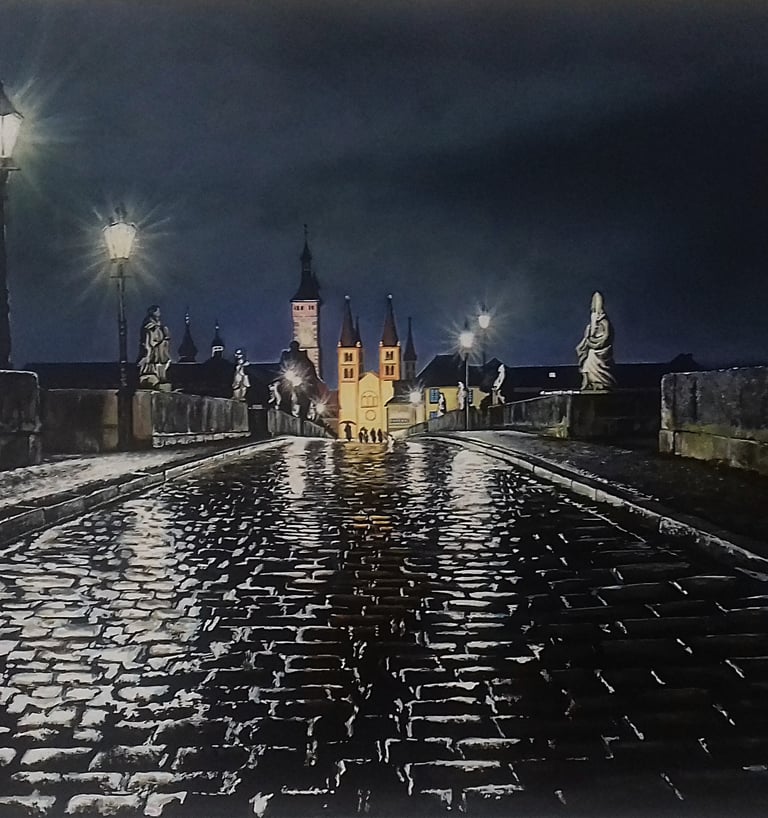 Álvaro Fernández Sáez Alte Mainbrücke Würzburg Nacht