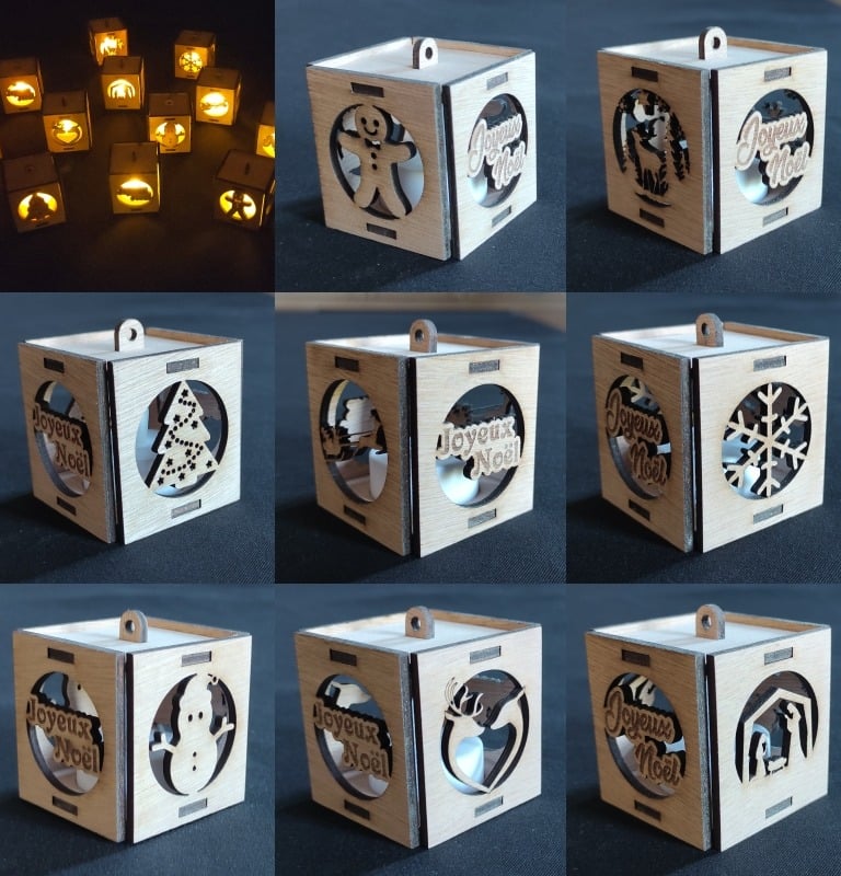 Lanternes de Noël gravées et découpées au laser