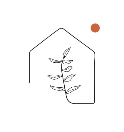 Logo picto Atelier Linoë, architecture interieur, design, maison, minimaliste, trait, filaire