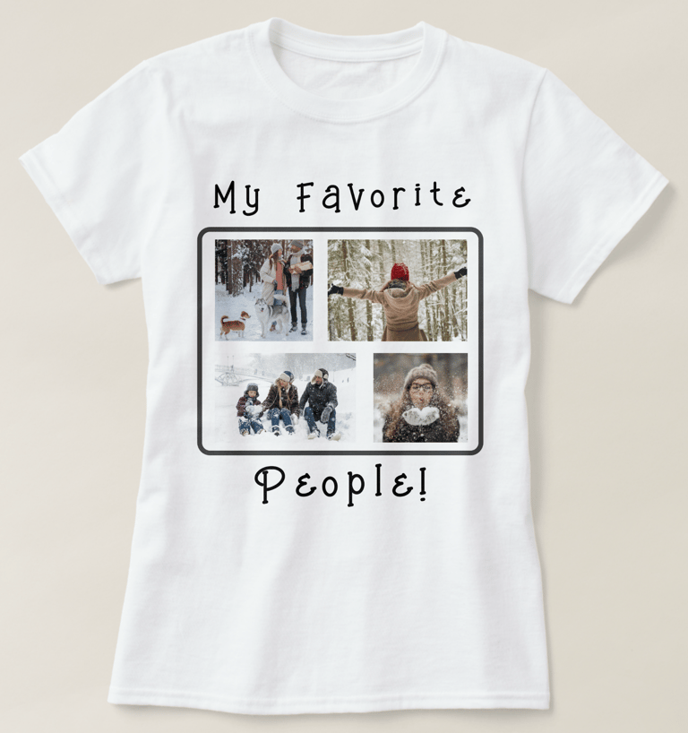 Personalize this shirt with 4 photos.  Use for a vacation together, a trip to the beach fair or park