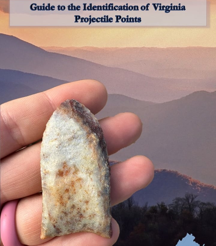 Little Cattail Creek Chalcedony CLOVIS Virginia Projectile Point, E. Cagney Blue Ridge Sunset