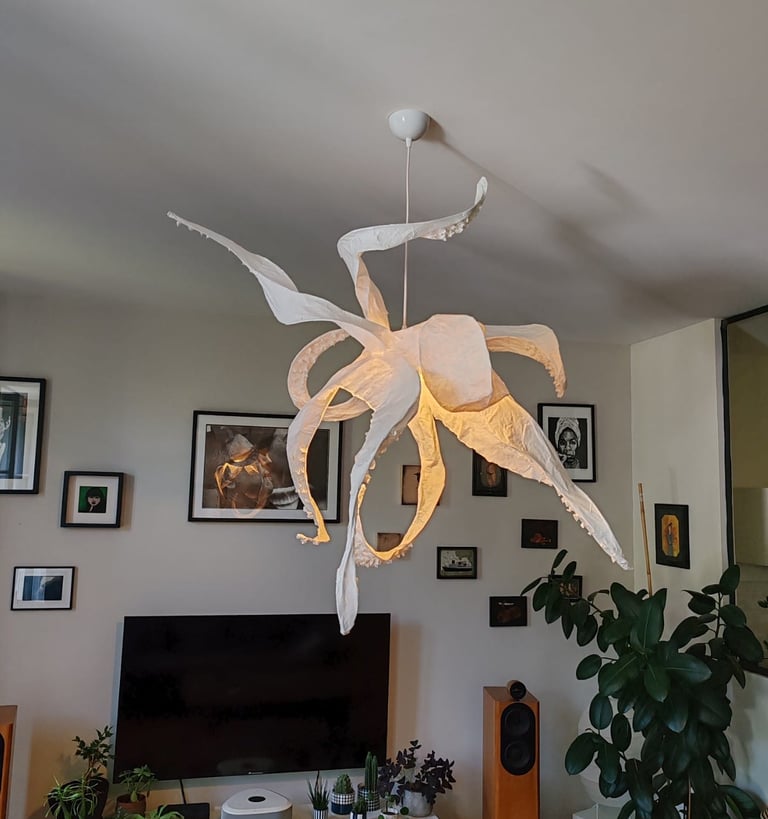 luminaire papier poulpe sculpture suspension sète
