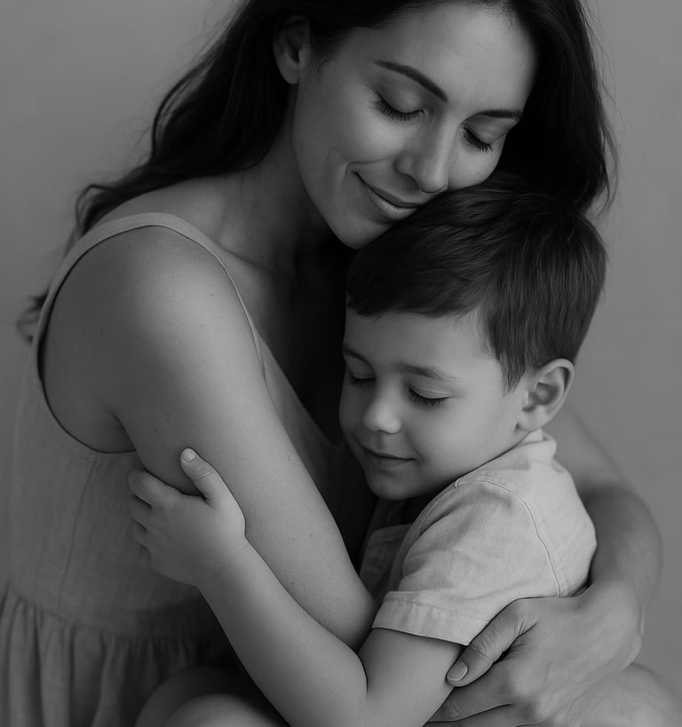 madre e hijo abrazados