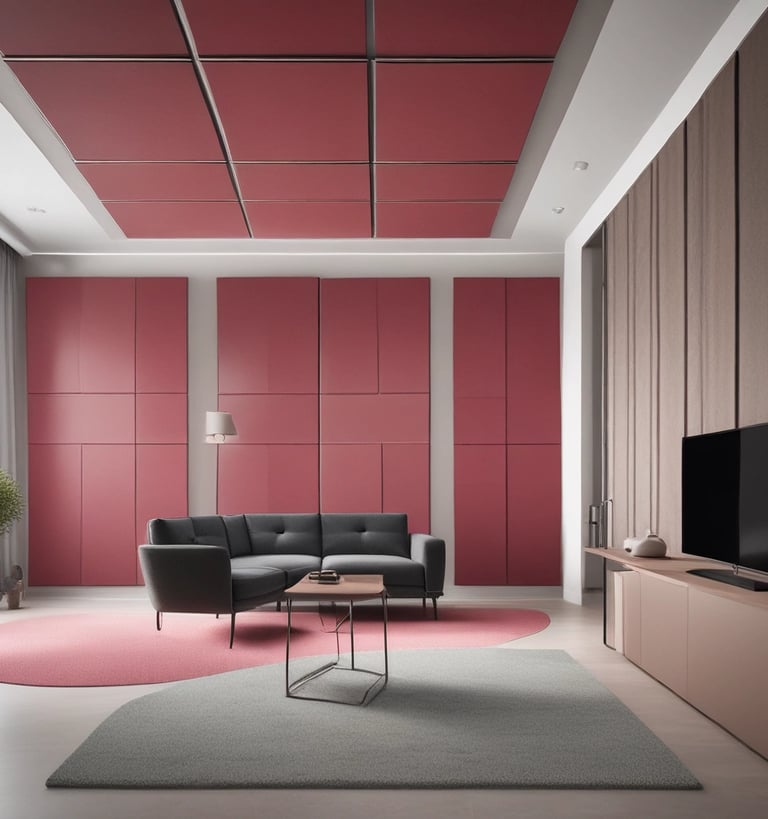 Paneles entelados a medida en sala de estar lliving decorativos sonovix