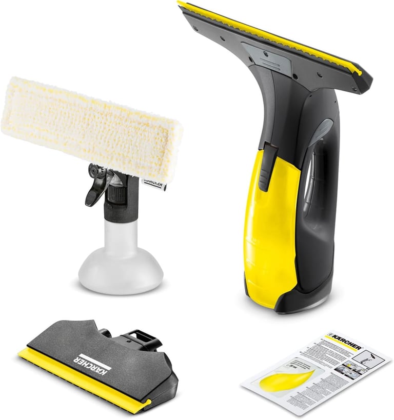 a yellow and black cleaning brush and a yellow cleaning sponge