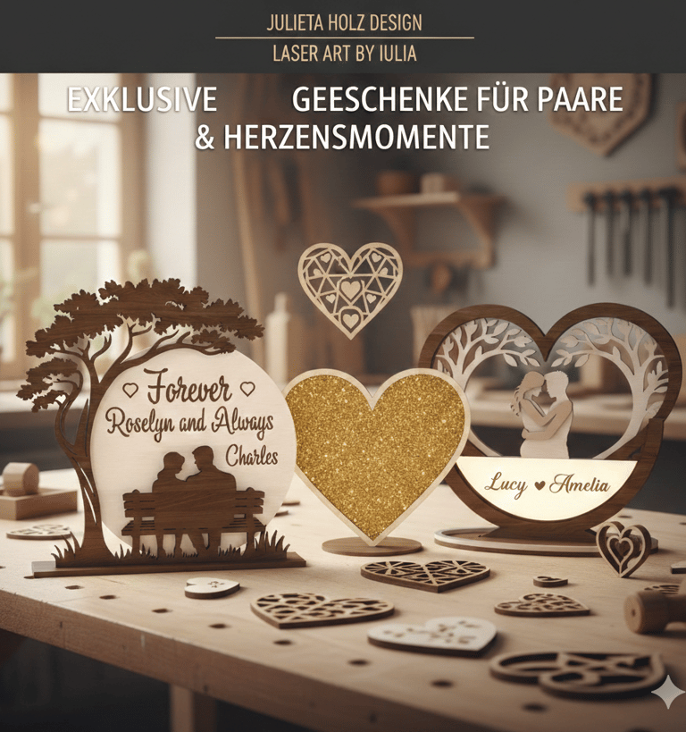 PERSONALISIERTE GESCHENKE FÜR PAARE – JULIETA HOLZ DESIGN & LASER ART BY IULIA.BUCHS.ST.GALLEN.