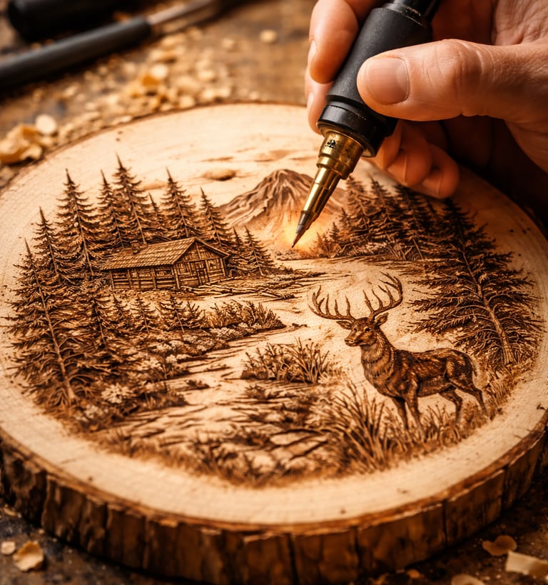 woodburning-of-elaborate-mountain-scene-with-elk
