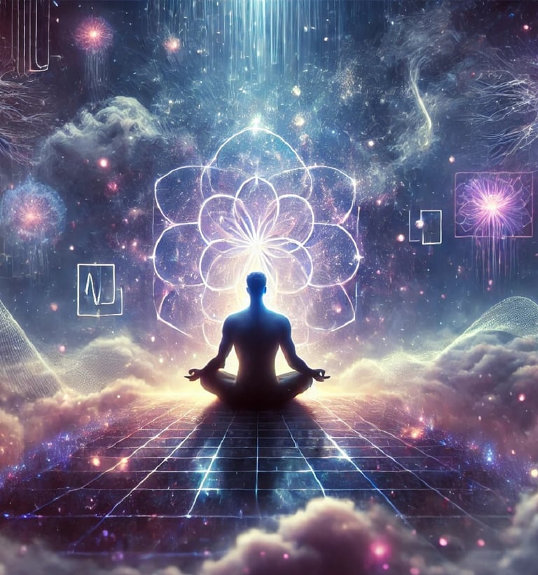 homme qui medite et qui voyage dans son inconscient. hypnose nantes, christophe meunier therapeute holistique