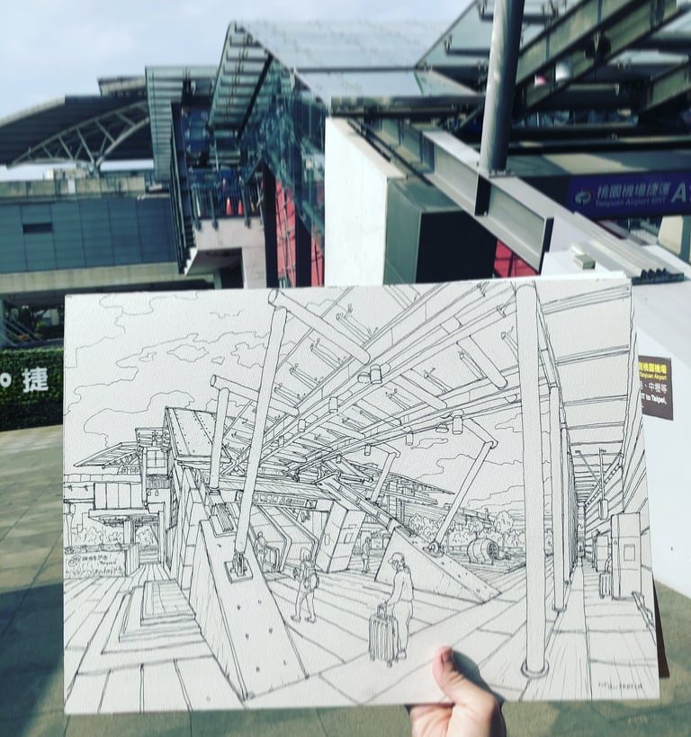 City sketch by Evgeny Bondarenko in Taiwan