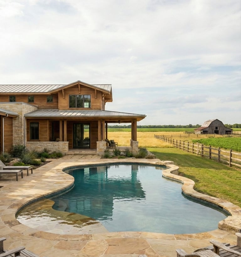 Clear backyard pool after preventative pool maintenance and weekly pool cleaning in Round Rock TX