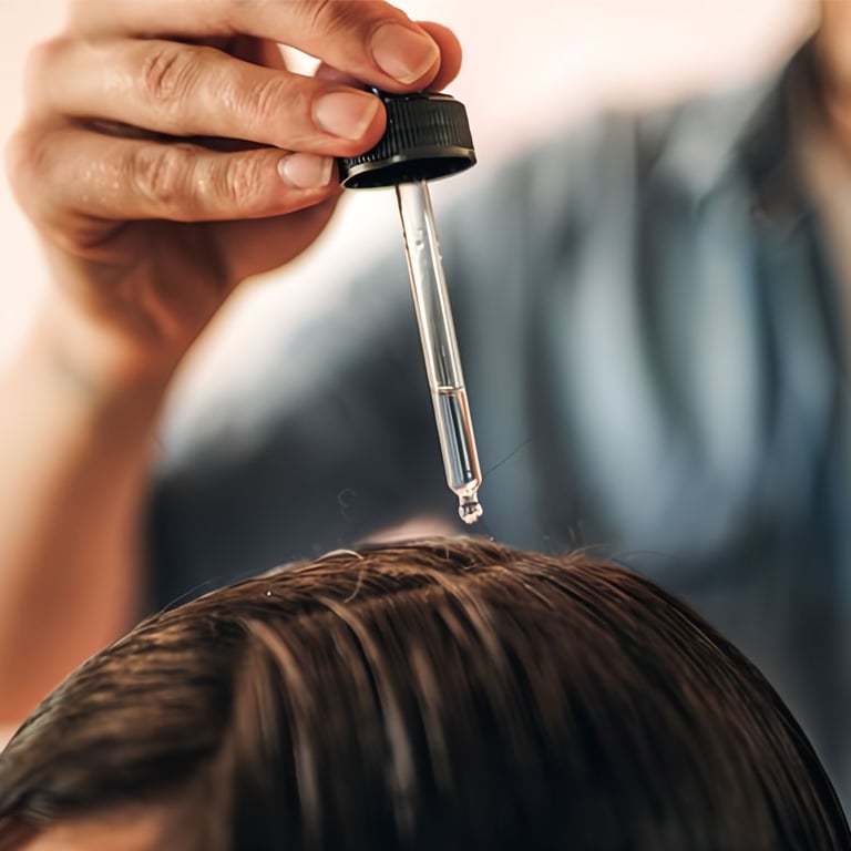 A woman getting a dandruff treatment for her hair