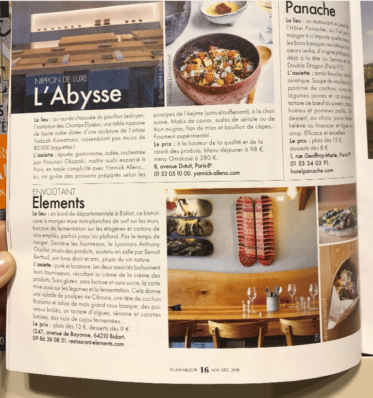 Article ELLE à table
