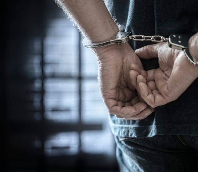 person in handcuffs from behind
