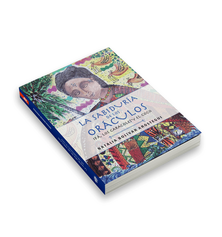 Editorial mockup of the book cover for La Sabiduría de los Oráculos IFÁ, Los Caracoles y el Coco