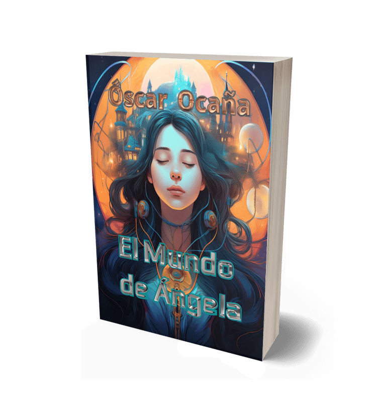 Portada en 3d del libro de Ciencia Ficción y Fantasía 'El Mundo de Ángela' de Óscar Ocaña Parrón