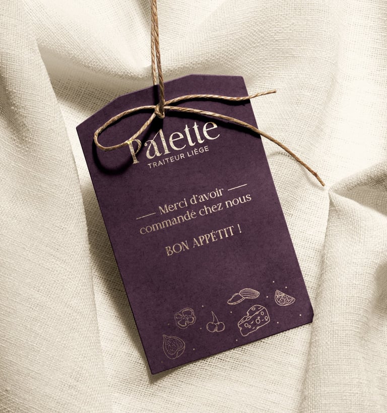Palette traiteur Liège, carte remerciements, mockup