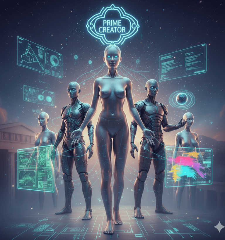 Female creator with multiple AI clones; best AI course future skills.