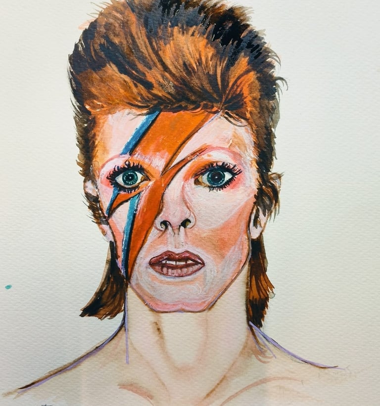 David Bowie. Acuarela. Arte Sancho.