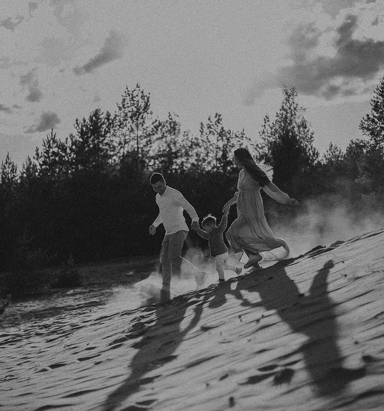 a family at the beach