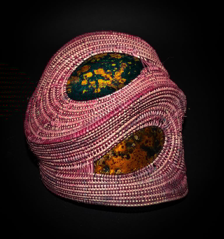 Quichotte, 2023, cane, reed, patinaed copper