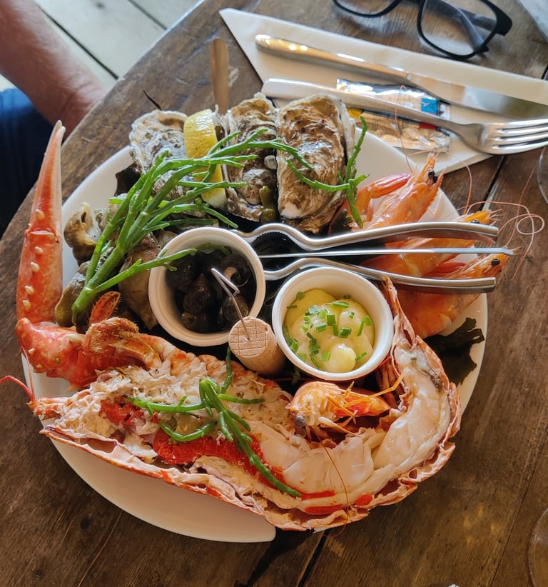 Fruits de mer bij La Vieille Digue.