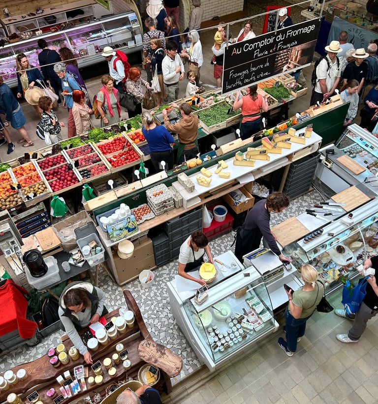 De versmarkt in Granville op zaterdag.