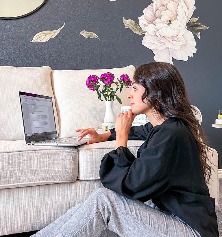 Woman working on a laptop
