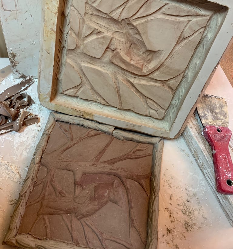 Art Tile Mold Making and Hand Pressing