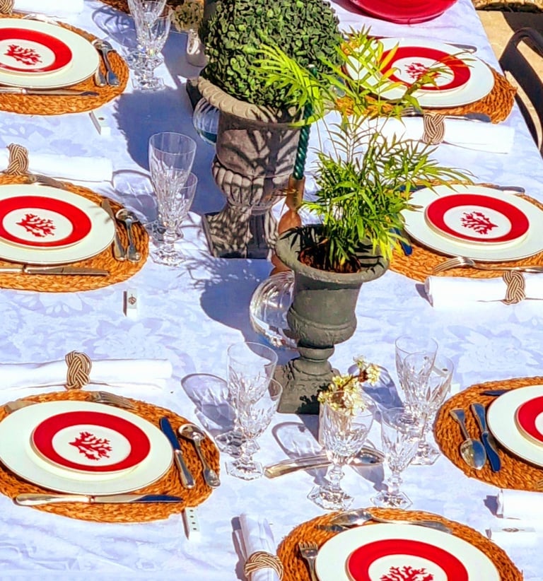 assiette en porcelaine rouge corail