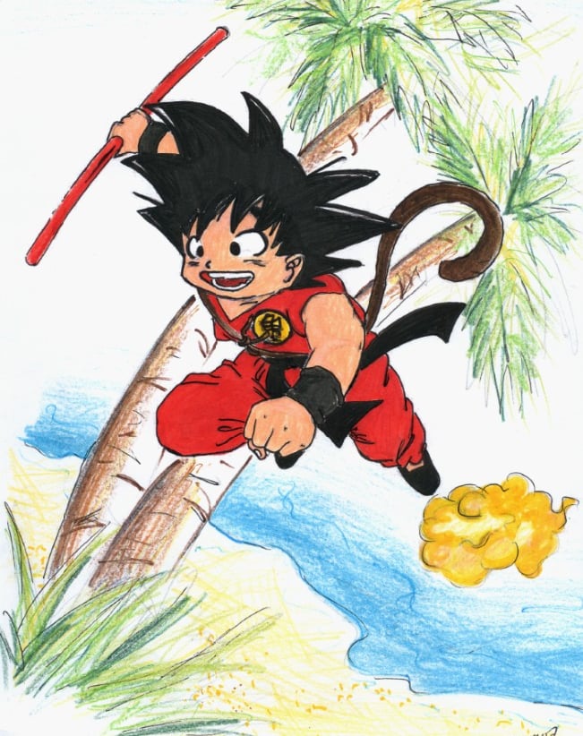 Zeichnung von Son Goku aus 2007 - Gezeichnet von Dajana Die Drachenstimme