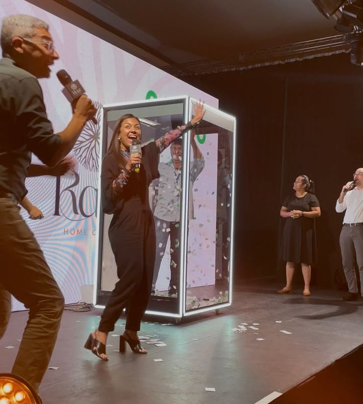 Cabine de vento R.A Players em evento corporativo
