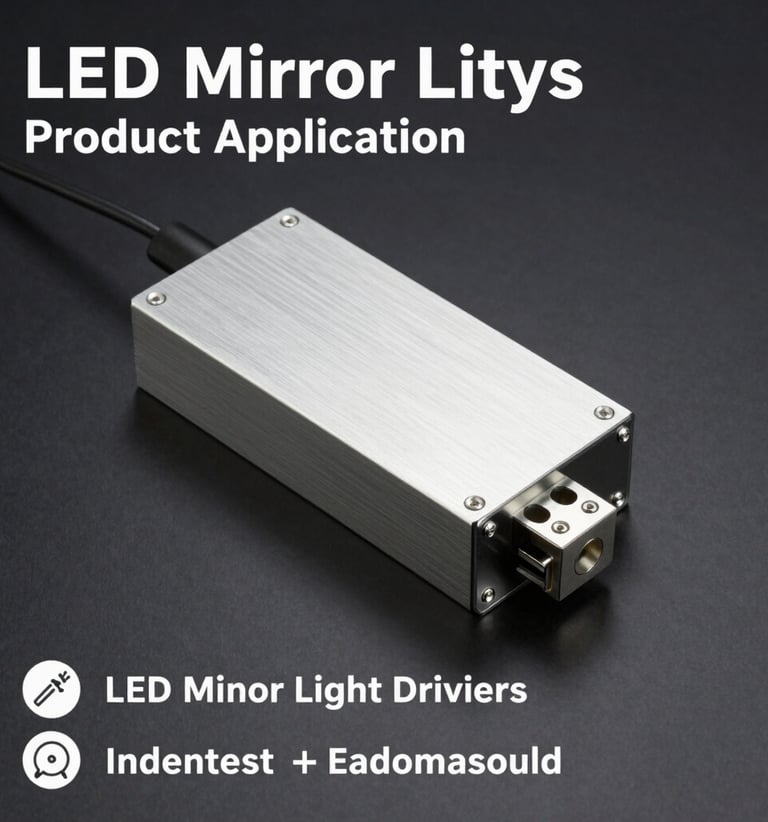 Close-up of a sleek LED power supply unit glowing softly in a modern workspace.