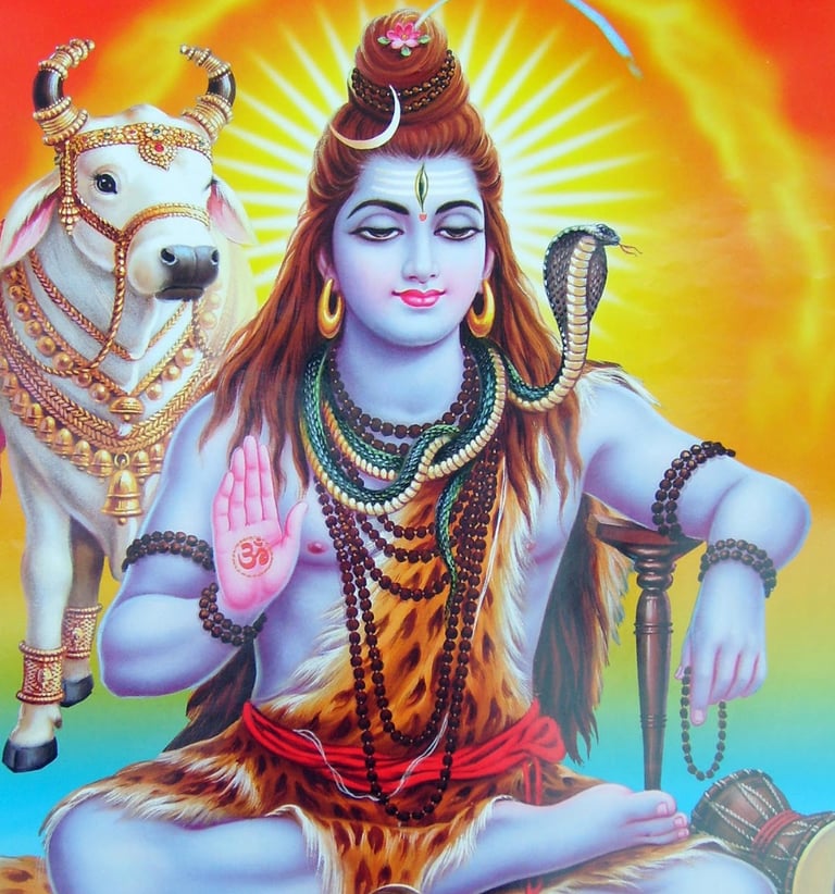 image of Lord Shiva, seated, with Nandi 