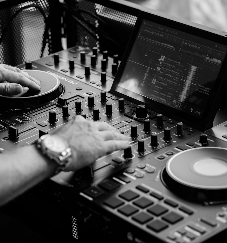 DJ mixing Ibiza Classics for a wedding