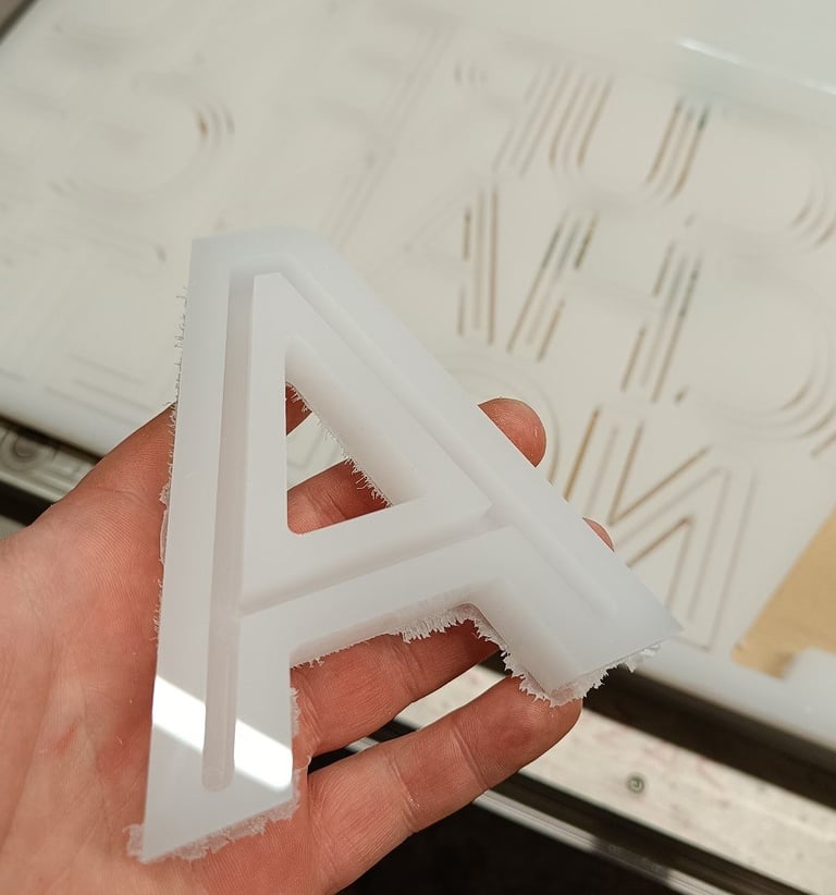Plexiglass letter machining
